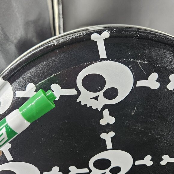 Skull Crossbones Popcorn Tin Metal Bucket 6.5 Gallon Black Halloween Decor Goth - Picture 7 of 10